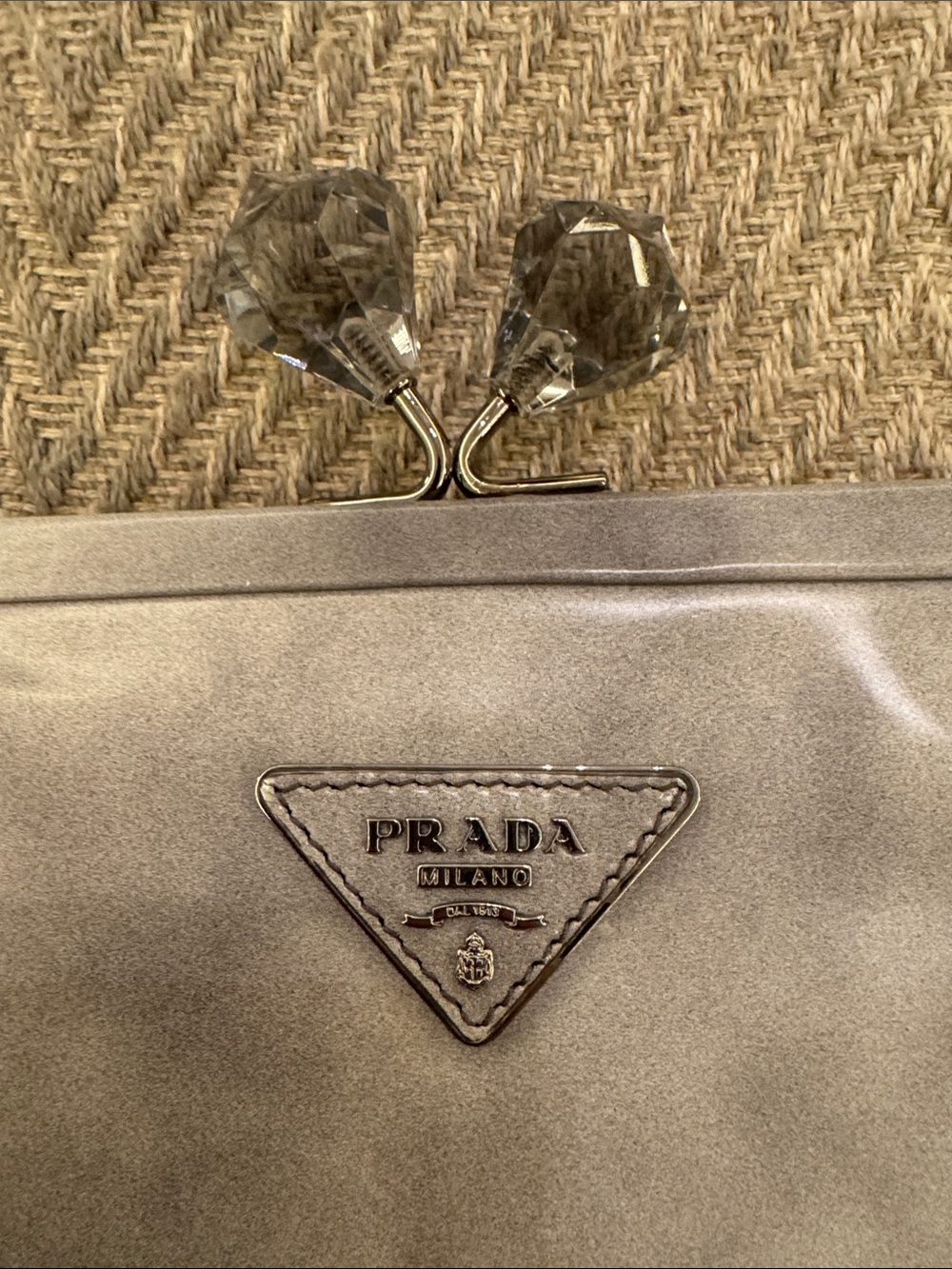Prada Metallic Silver Patent Clasp Wristlet Clutch - Picture 3 of 11